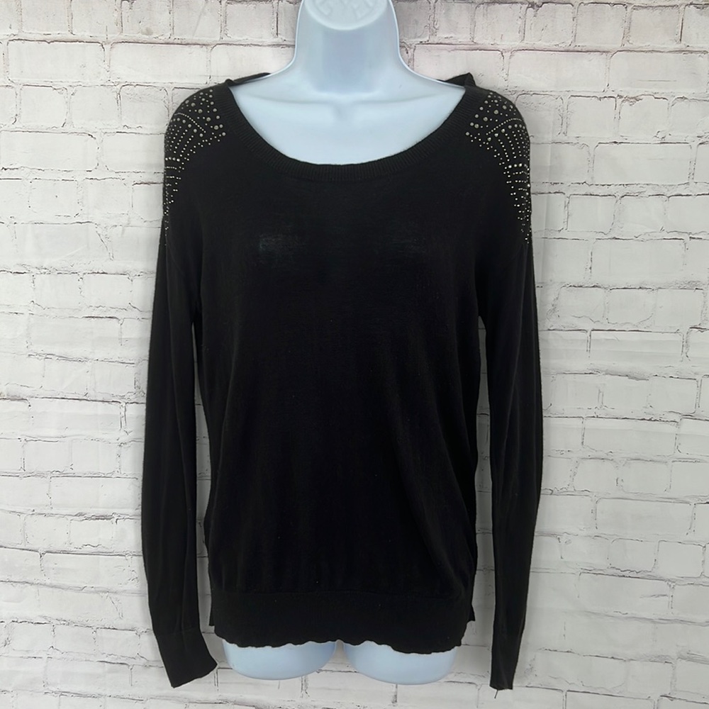 A.N.A A New approach shoulder bling black sweater shirt size medium